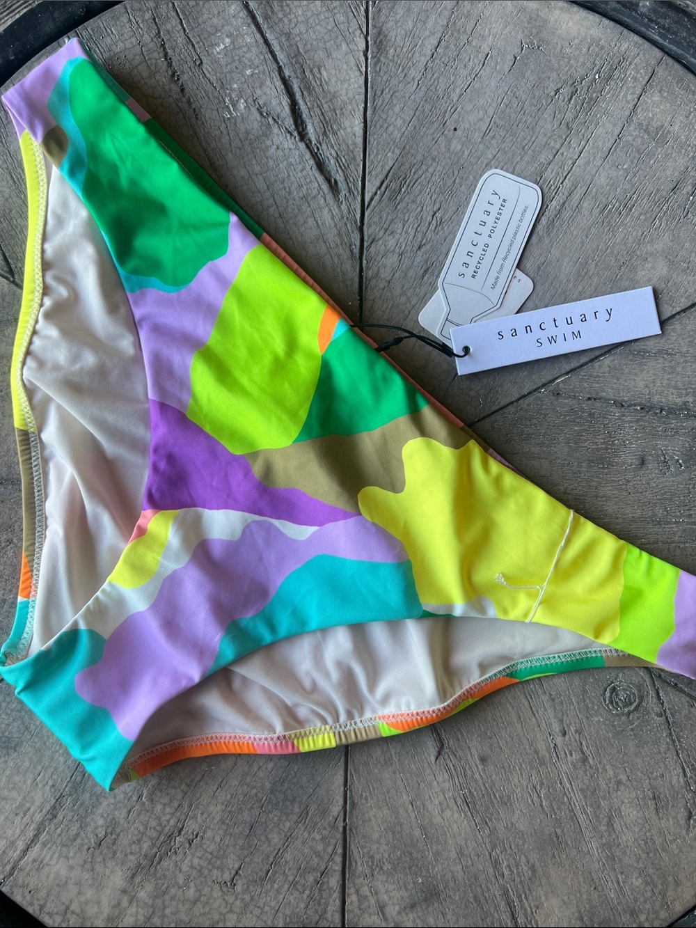 Sanctuary Swim Neon Colorblock Bikini Bottom Yellow, Green, Pink, Turquoise B25